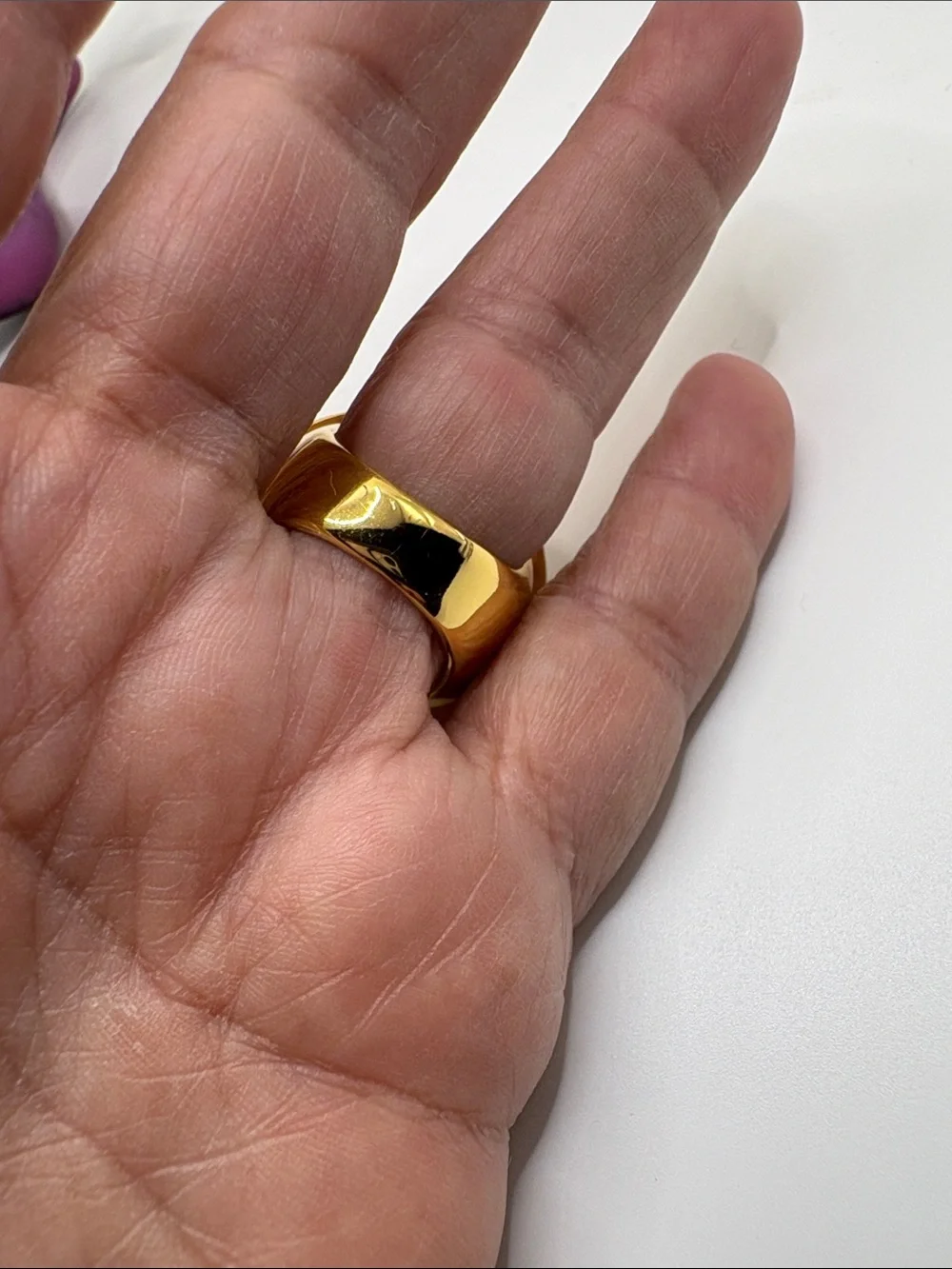 Trina Turk Gold Tone Ring with Black Enamel Initials Inlay